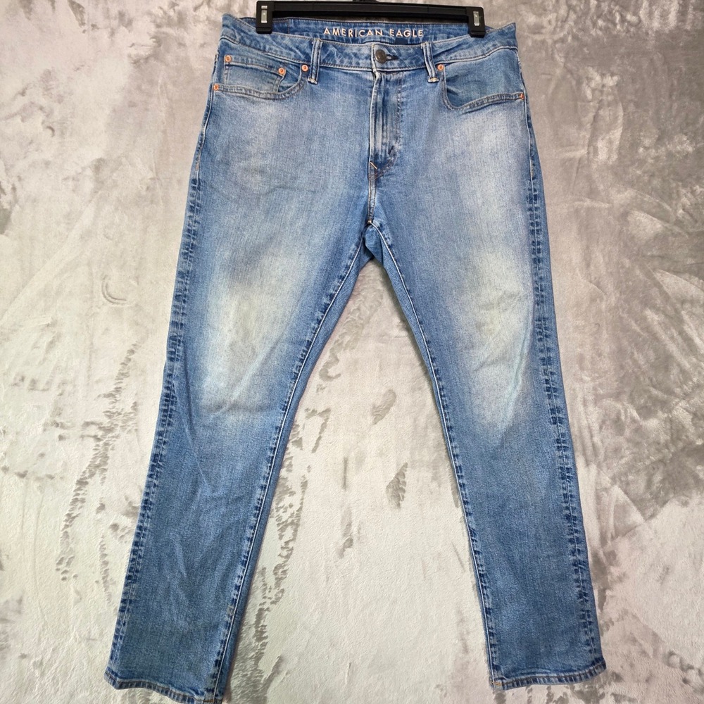 American Eagle Slim Airflex+ Light Wash Stretch Denim Jeans 34x30 Real Good
